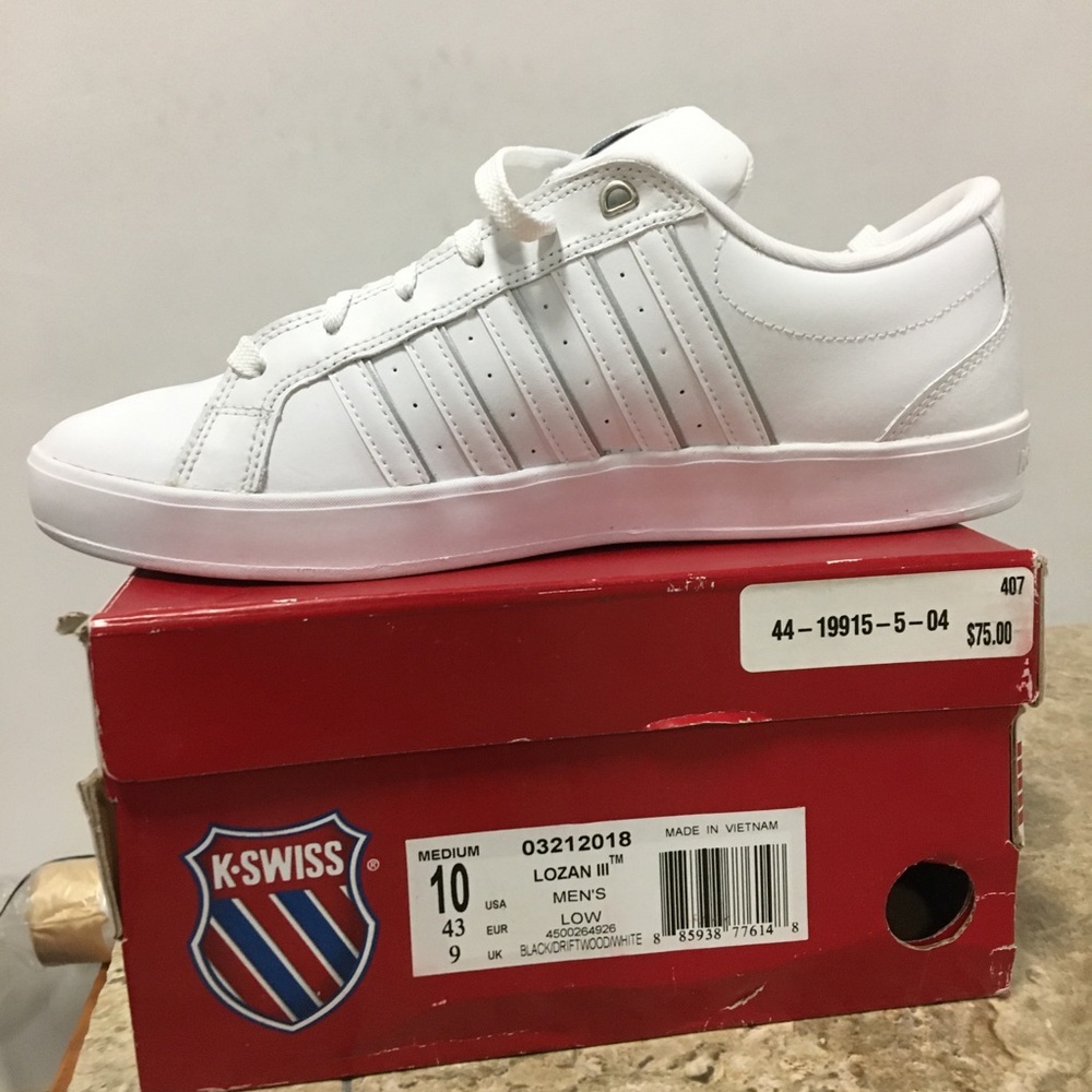 NWB K-SWISS LOZAN III MENS WHITE SNEAKER - Picture 2 of 3